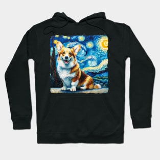 Starry Cardigan Welsh Corgi Dog Portrait - Pet Portrait Hoodie